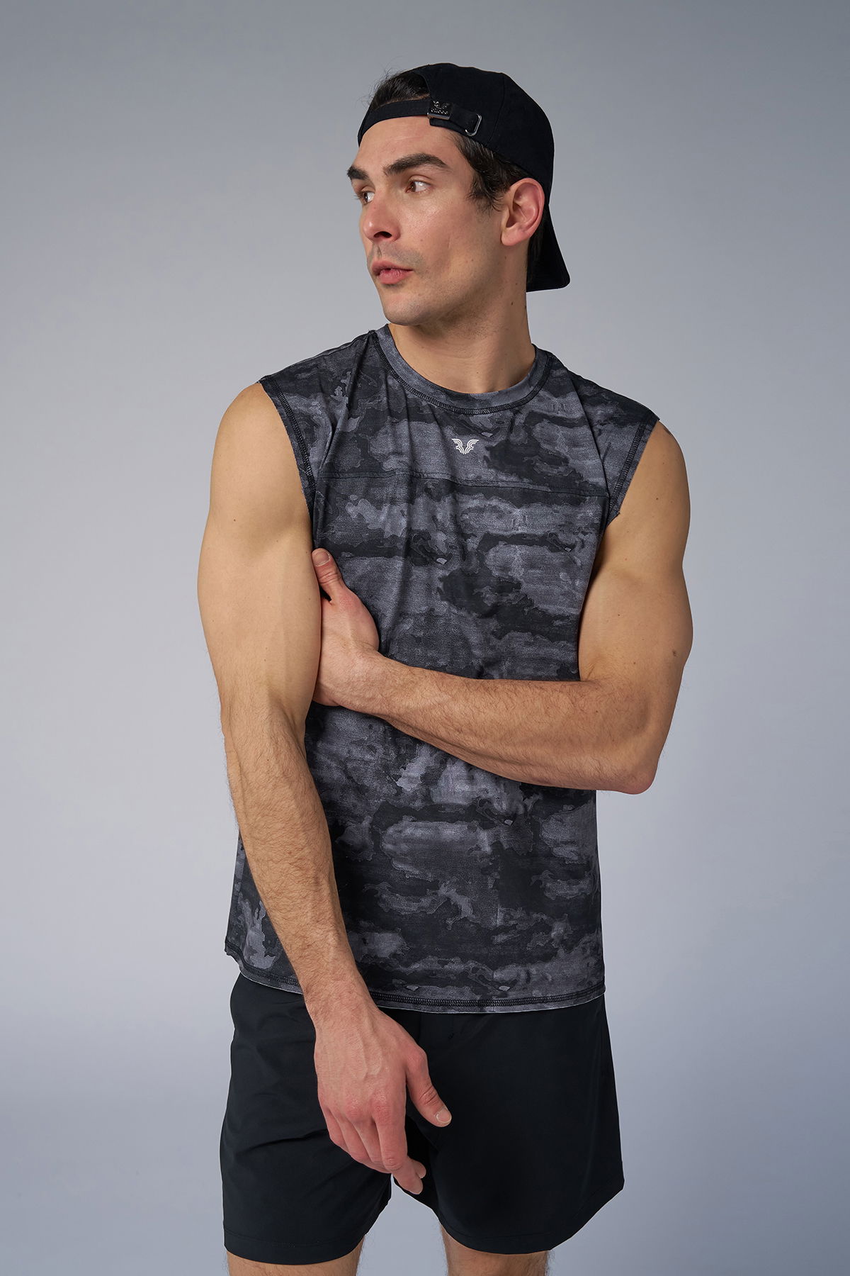 Erkek Siyah Kamuflaj Derin Kollu Antrenman Atlet | 4094 - BİLCEE (1)