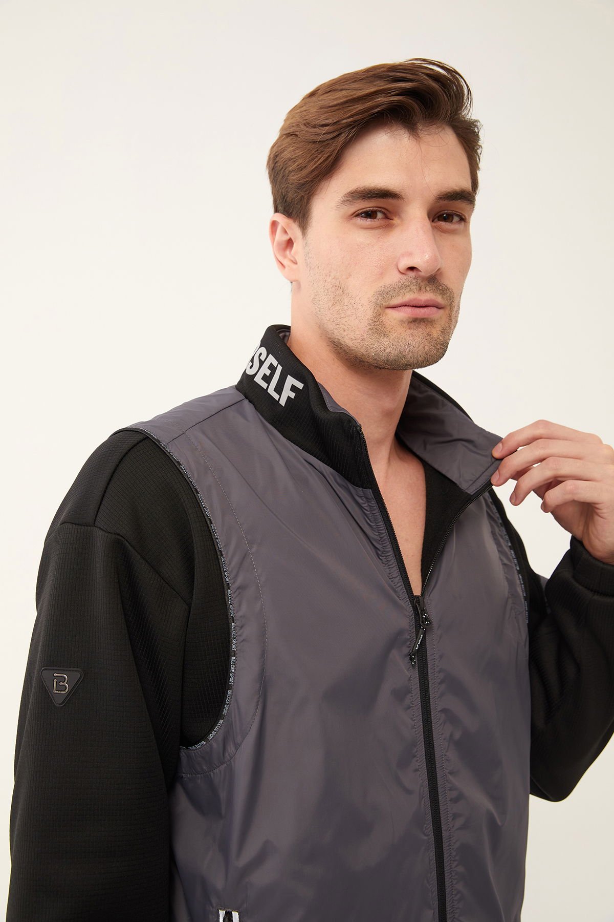 Erkek Siyah Koyu Gri Yelekli Fashion İçi Polarlı Eşofman Üstü | 2010 - BİLCEE (1)