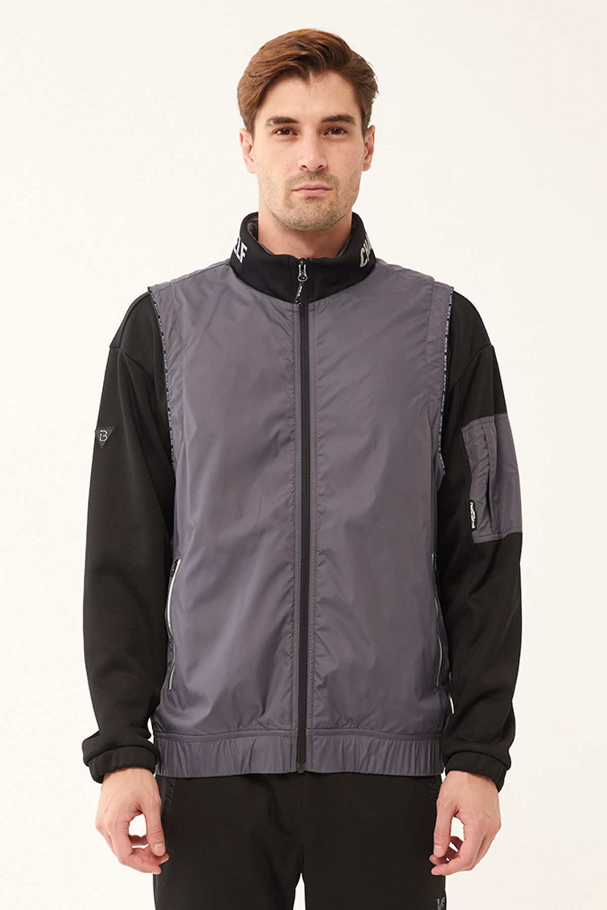Erkek Siyah Koyu Gri Yelekli Fashion İçi Polarlı Eşofman Üstü | 2010 - BİLCEE