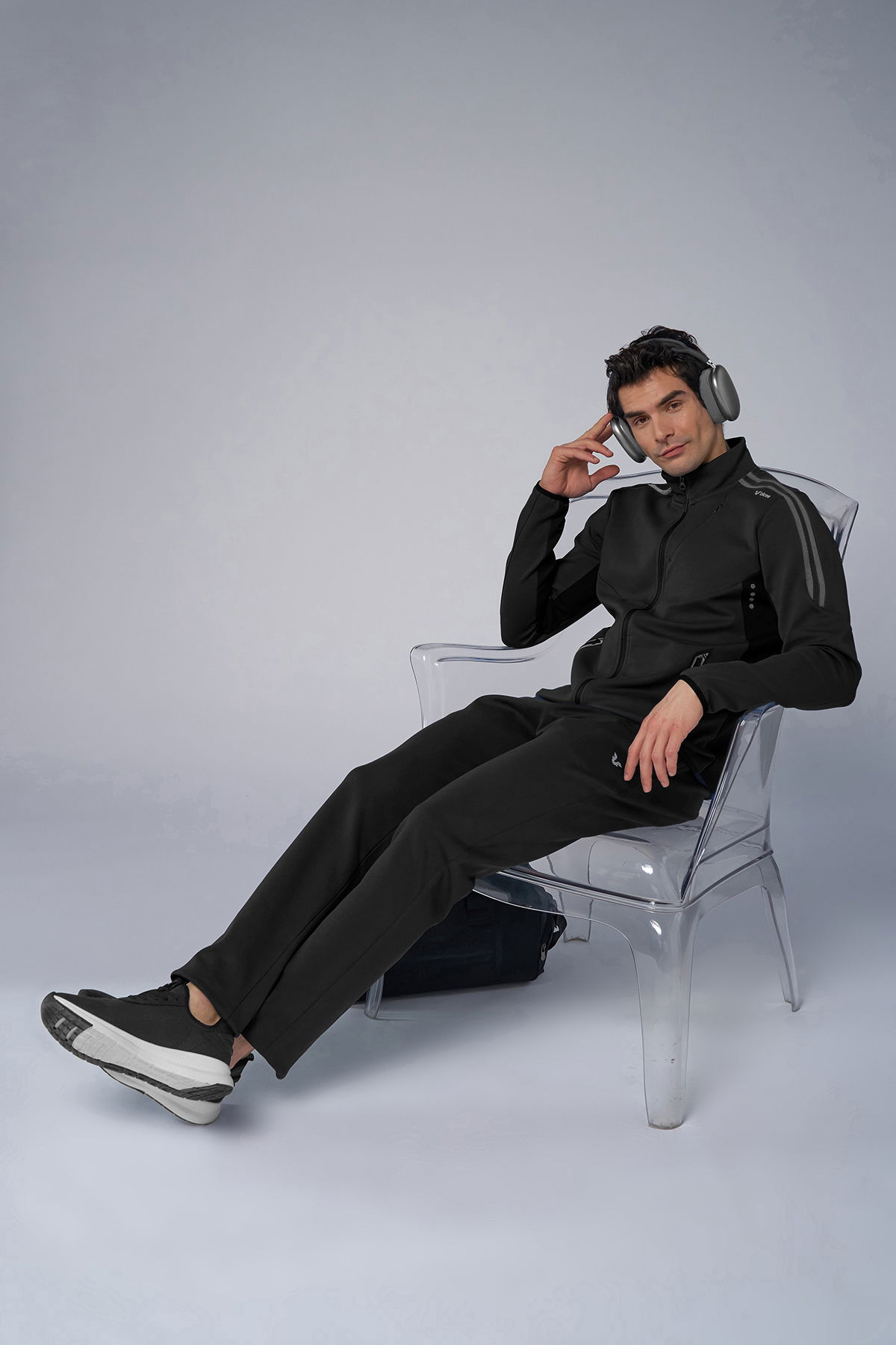 Erkek Siyah Pamuklu Dik Yakalı Eşofman Takımı | 3960 - BİLCEE (1)