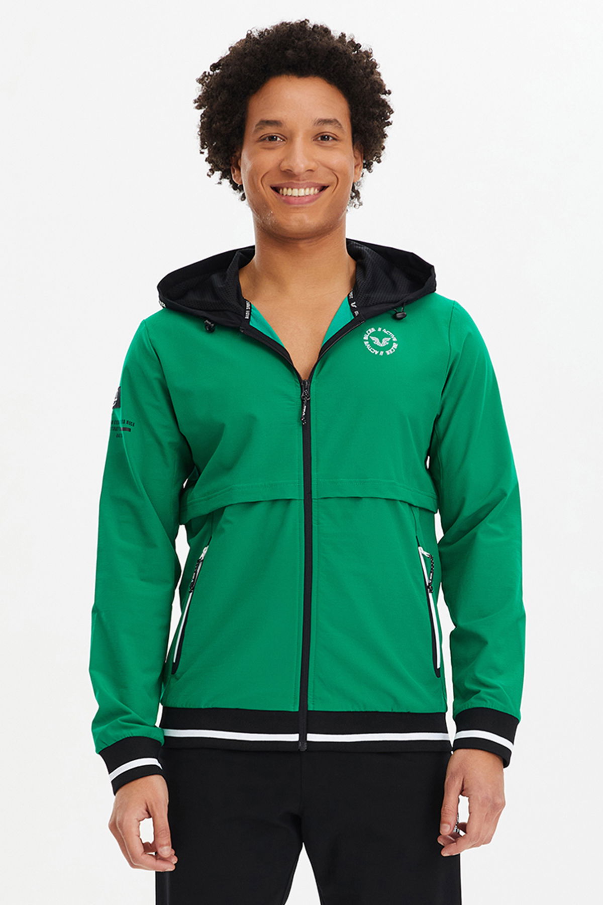 Erkek Yeşil Kapüşonlu Dokuma Eşofman Üstü | 2008 - BİLCEE