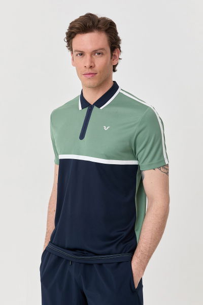 Erkek Yeşil Polo Yaka Antrenman Tişört | 1760 