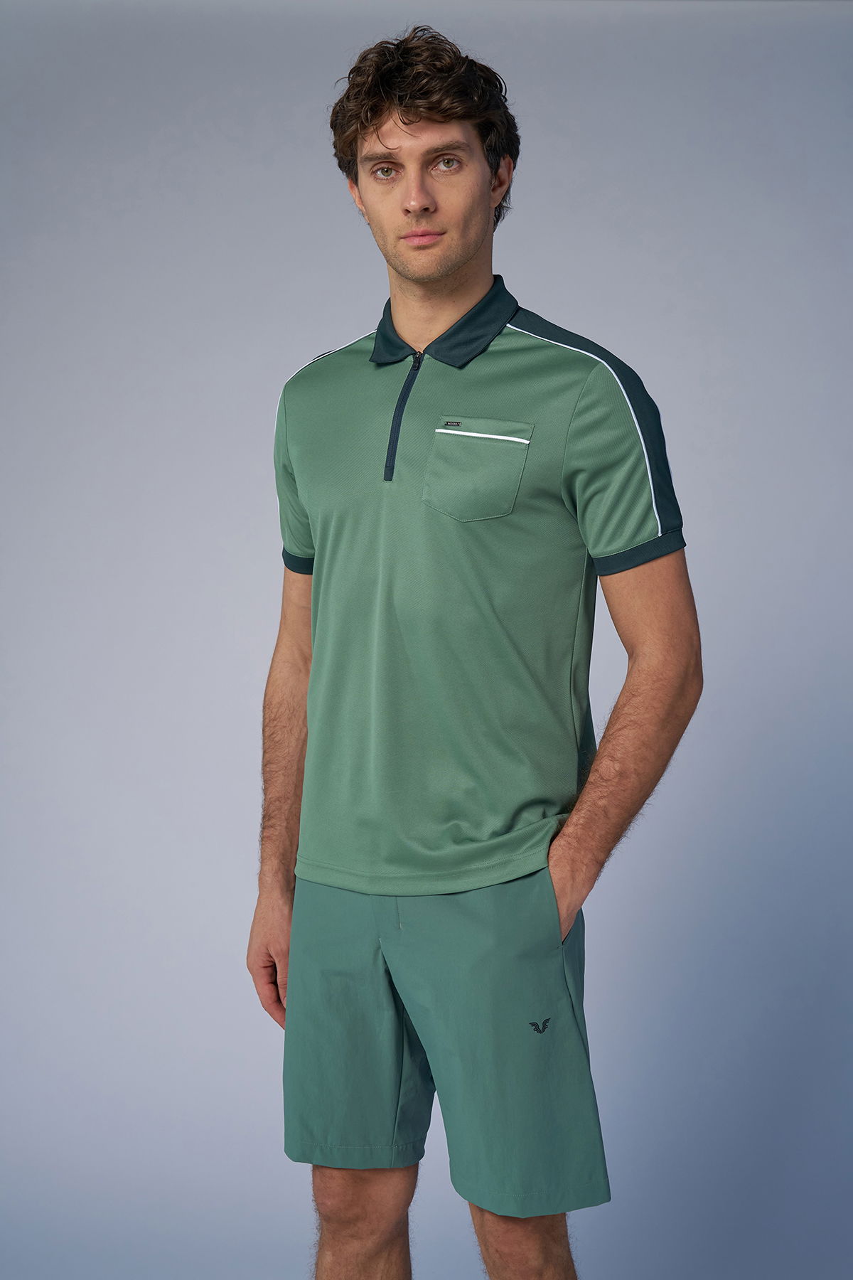 Erkek Yeşil Polo Yaka Tişört | 4193 - BİLCEE