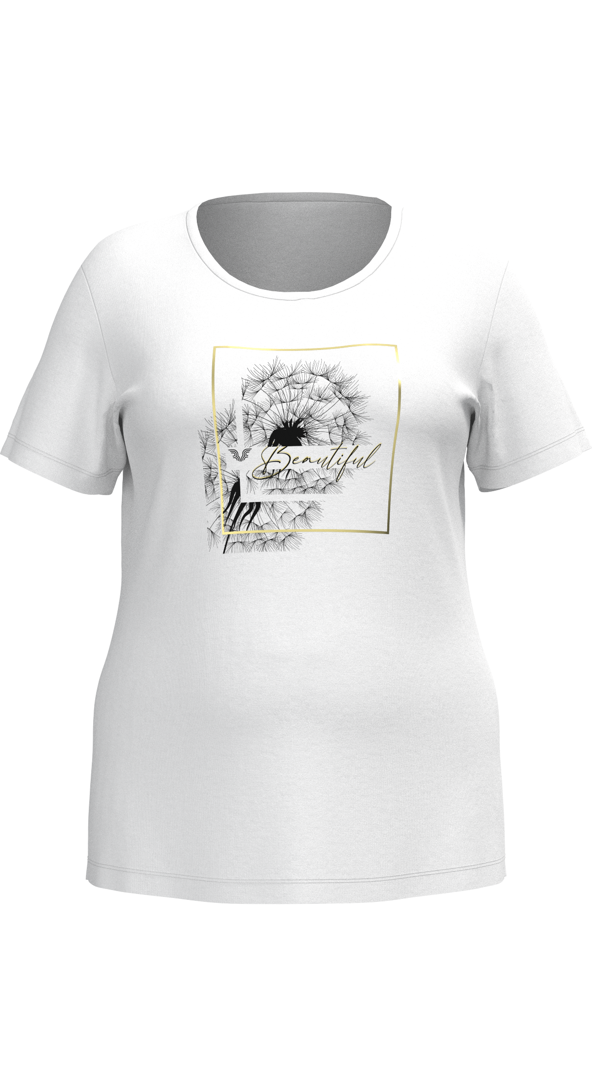 Kadın Beyaz Büyük Beden Kadın Baskılı Tişört | 4062 - BİLCEE