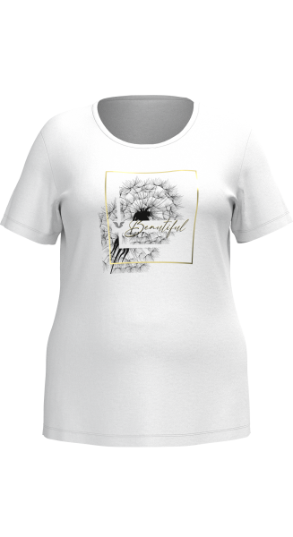 Kadın Beyaz Büyük Beden Kadın Baskılı Tişört | 4062 