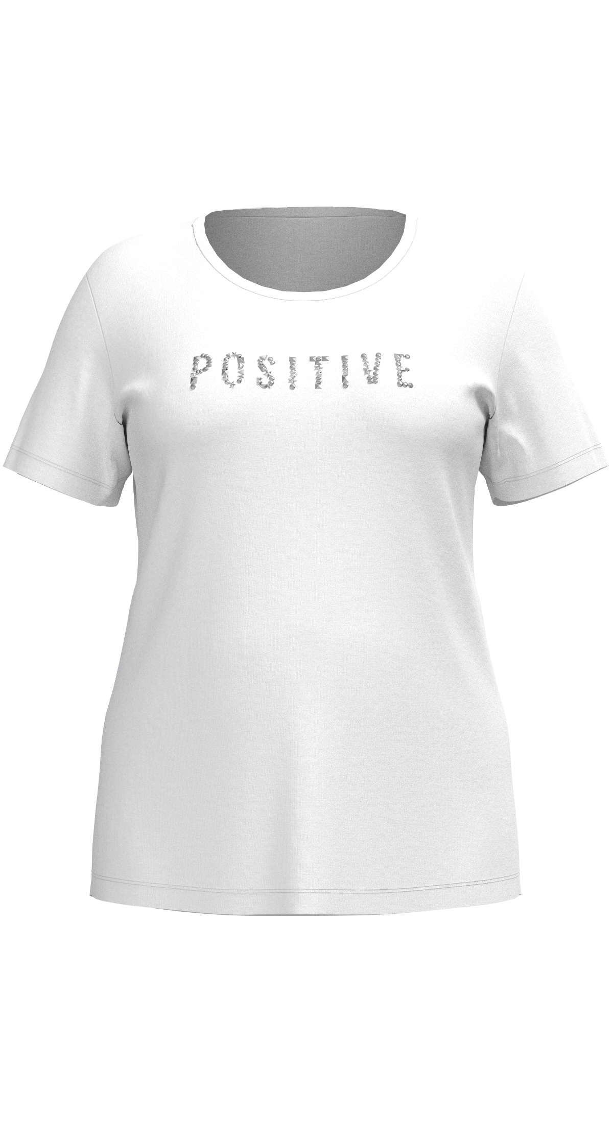 Kadın Beyaz Büyük Beden Kadın Baskılı Tişört | 4068 - BİLCEE