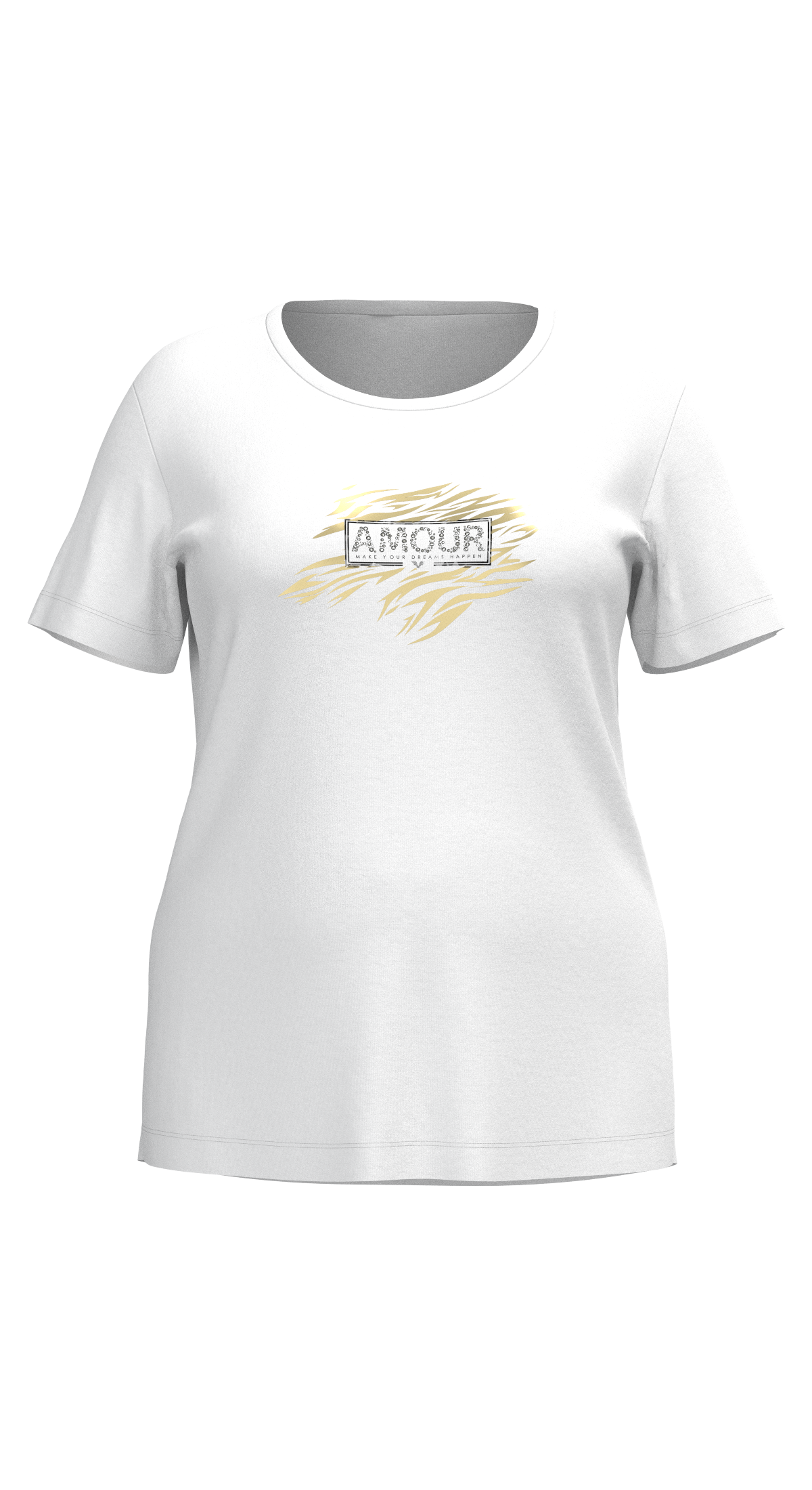 Kadın Beyaz Büyük Beden Kadın Taş Baskılı Tişört | 4067 - BİLCEE