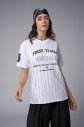 Kadın Beyaz Taş Baskılı Forma Tişört | 4074 - 6
