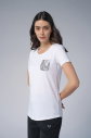 Kadın Beyaz Cep Taş Baskılı Tişört | 4077 - 3