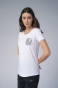 Kadın Beyaz Cep Taş Baskılı Tişört | 4077 - 3
