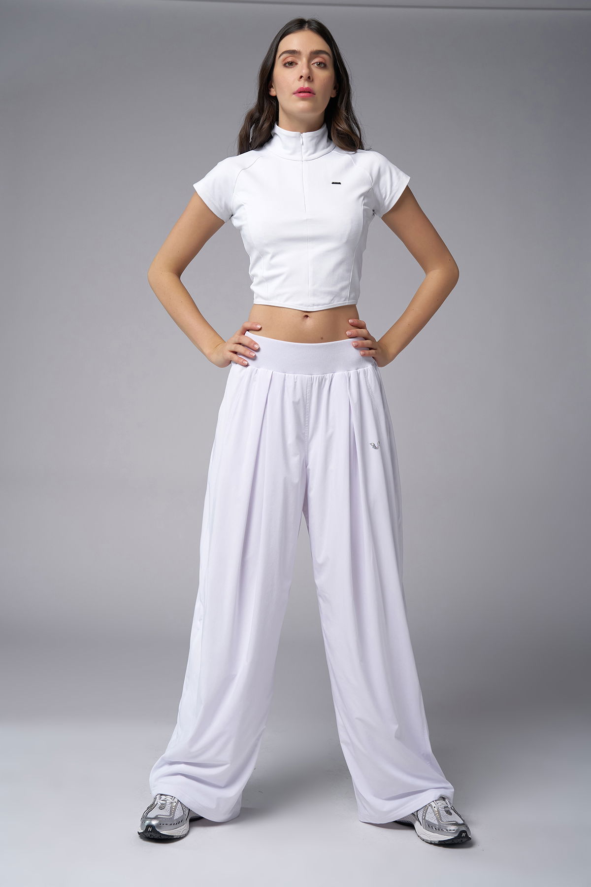 Kadın Beyaz İpeksi Kumaşlı Palazzo Baggy Bol Pantolon | 4034 - BİLCEE