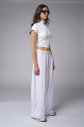 Kadın Beyaz İpeksi Kumaşlı Palazzo Baggy Bol Pantolon | 4034 - 8