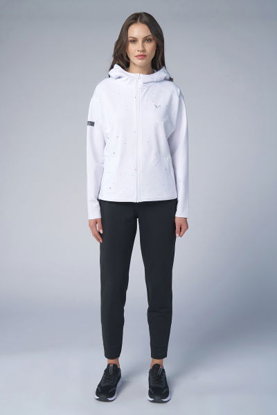 Kadın Beyaz Kapüşonlu Pamuk Eşofman Takımı | 9836 