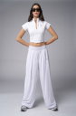 Kadın Beyaz Kısa Kollu Yakalı Sörf Body | 4059 - 2
