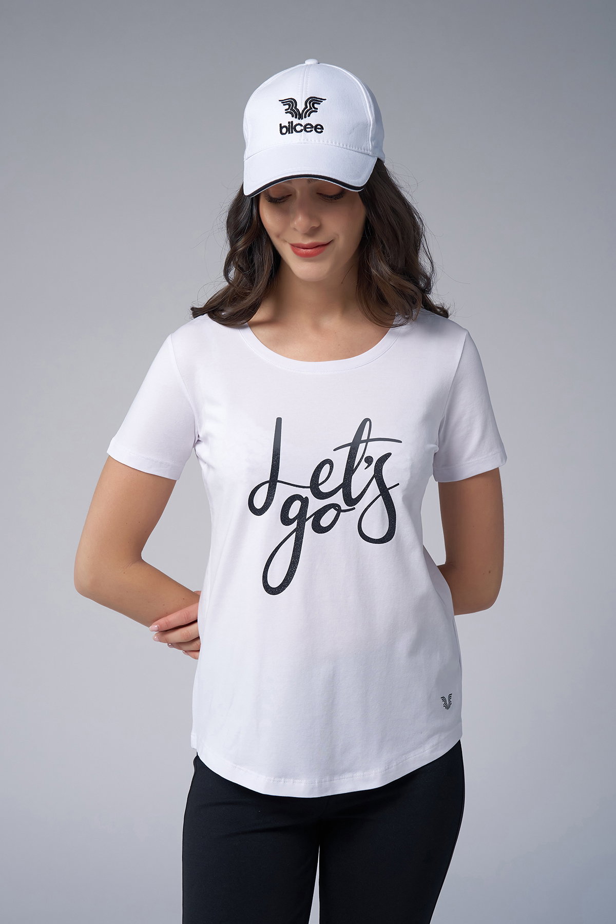 Kadın Beyaz Sim Baskılı Tişört | 4178 - BİLCEE