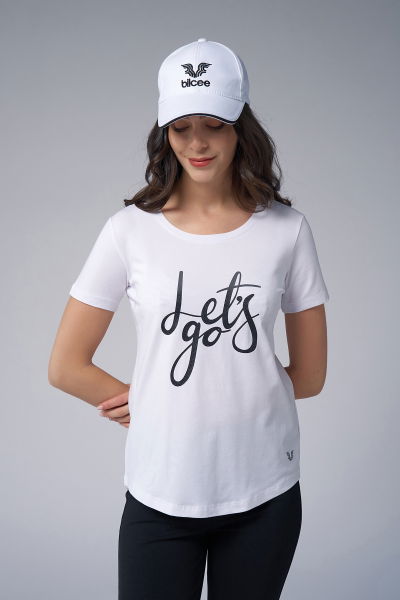 Kadın Beyaz Sim Baskılı Tişört | 4178 