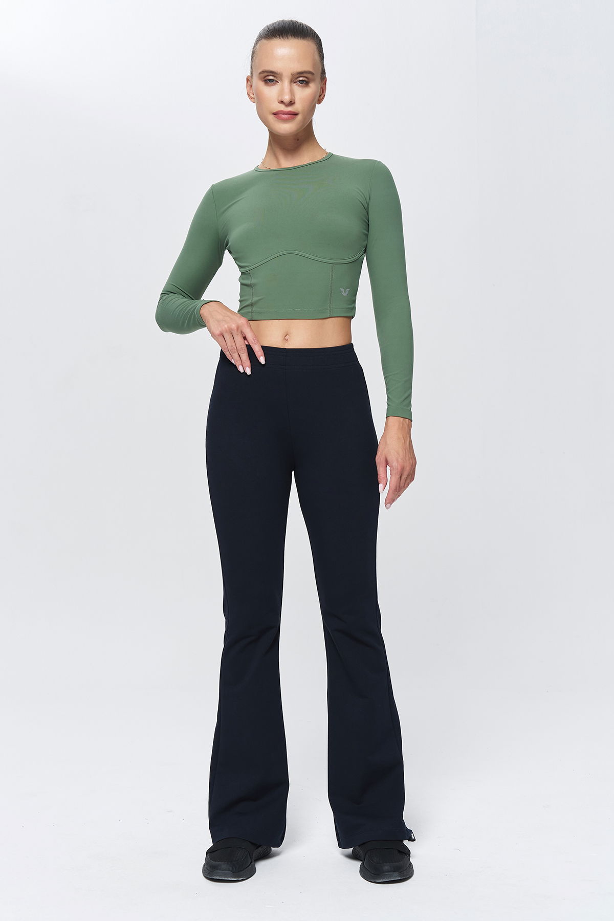 Kadın Carbon Yüksek Bel Flare Pamuklu Pantolon | 9911 - BİLCEE