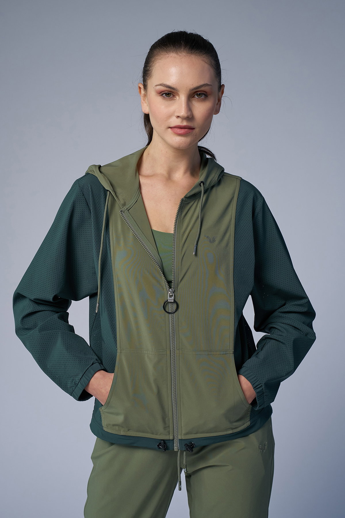 Kadın Combu Dokuma Kapüşonlu Spor Ceket | 4172 - BİLCEE