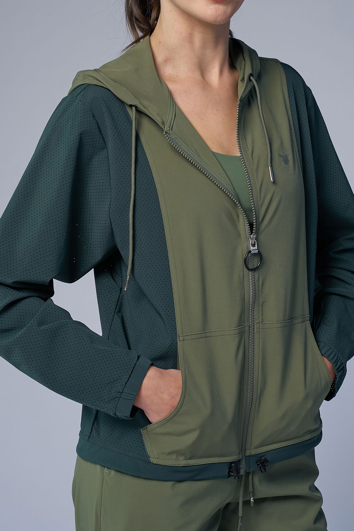 Kadın Combu Dokuma Kapüşonlu Spor Ceket | 4172 - BİLCEE (1)