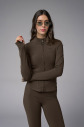 Kadın Kahve Slim Fit Sporcu Ceketi |4187 - 4