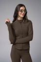 Kadın Kahve Slim Fit Sporcu Ceketi |4187 - 3