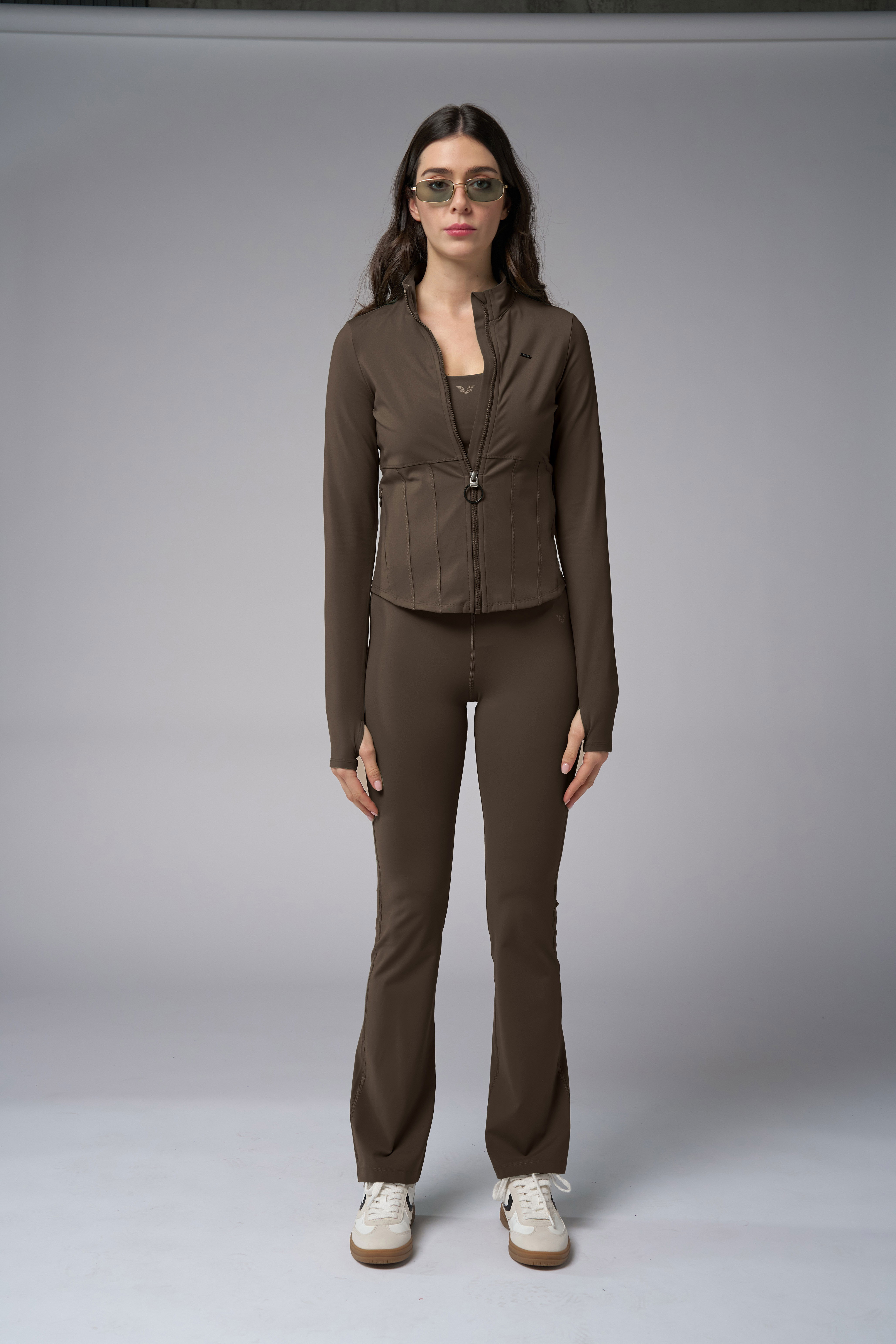 Kadın Kahve Slim Fit Sporcu Ceketi |4187 - BİLCEE (1)