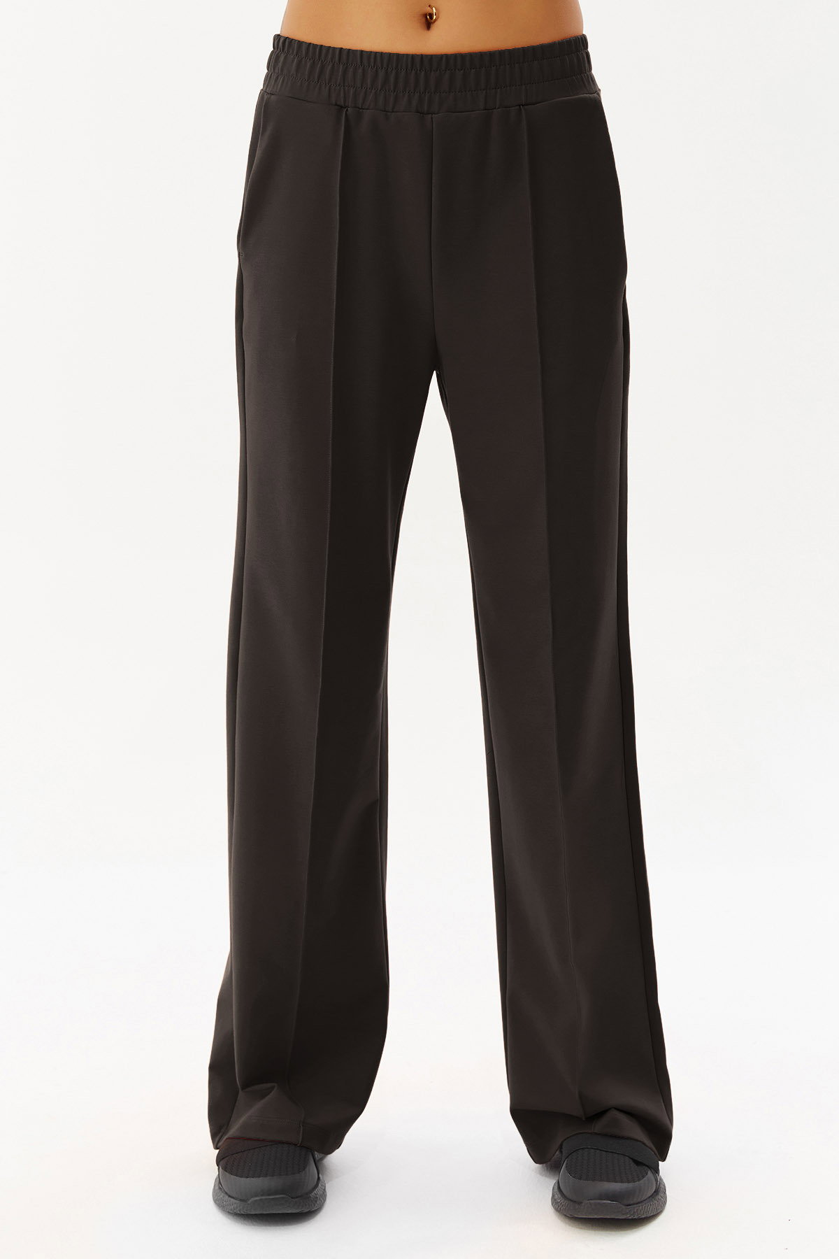 Kadın Kahverengi Bol Paça Önü Dikiş Çizgili Eşofman Altı | 0135 - BİLCEE