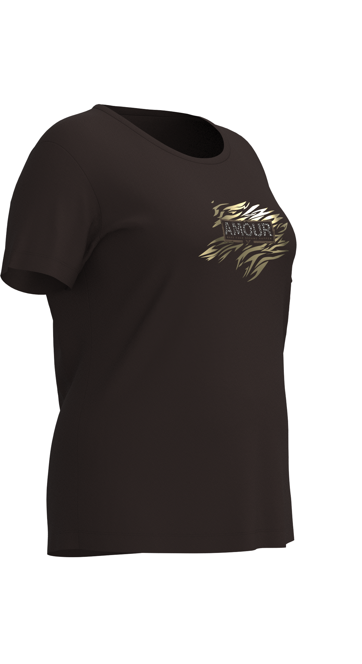 Kadın Kahverengi Büyük Beden Kadın Taş Baskılı Tişört | 4067 - BİLCEE (1)