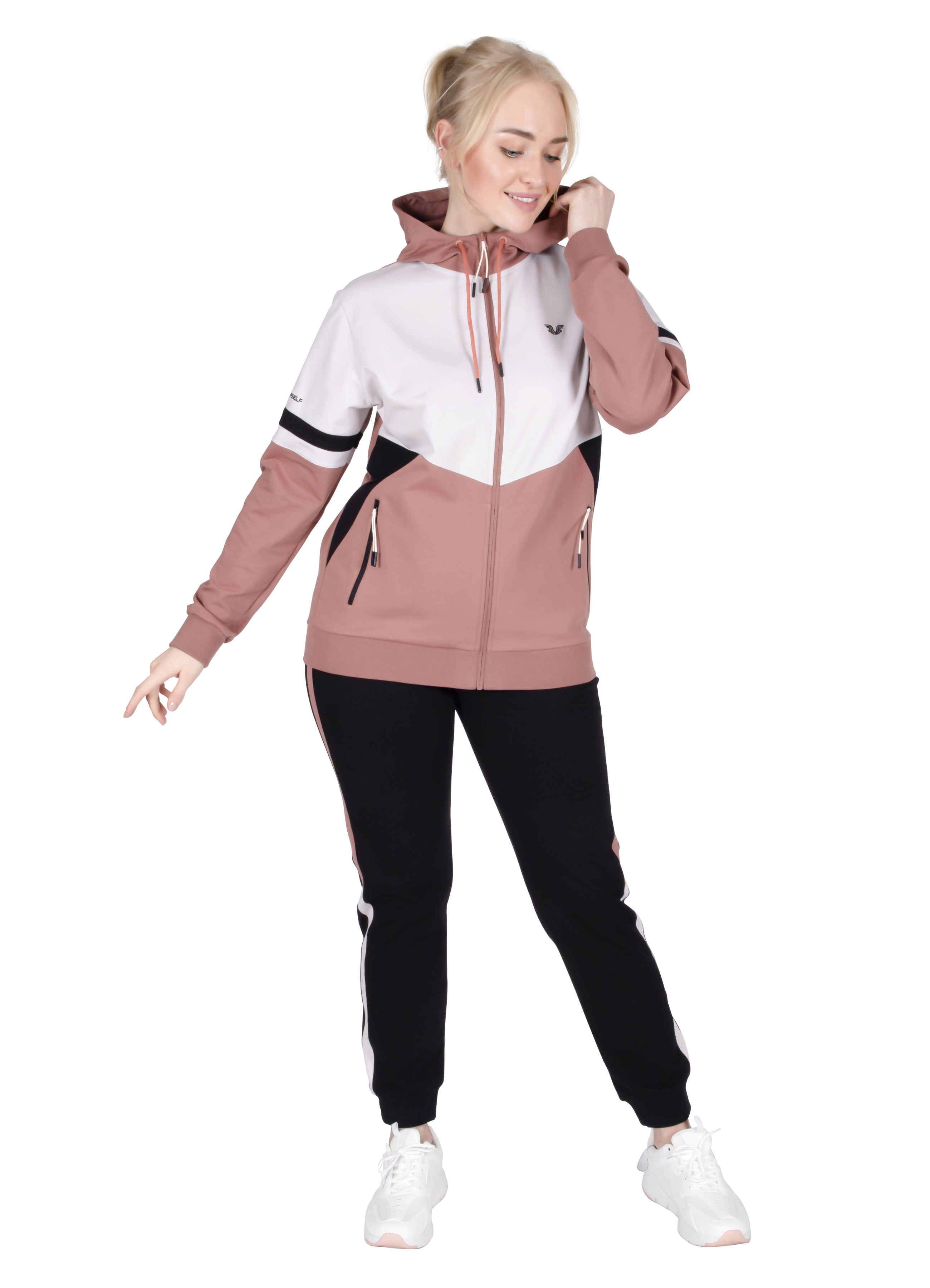 Kadın Kahverengi Büyük Beden Pamuklu Kapüşonlu Eşofman Takım | 8422 - BİLCEE