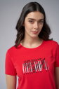 Kadın Kırmızı Baskılı Tişört | 4071 - 4