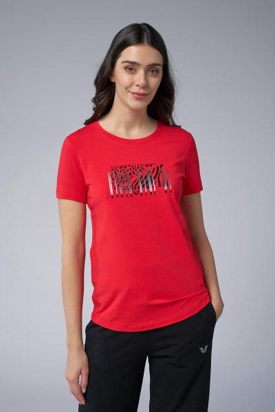 Kadın Kırmızı Baskılı Tişört | 4071 