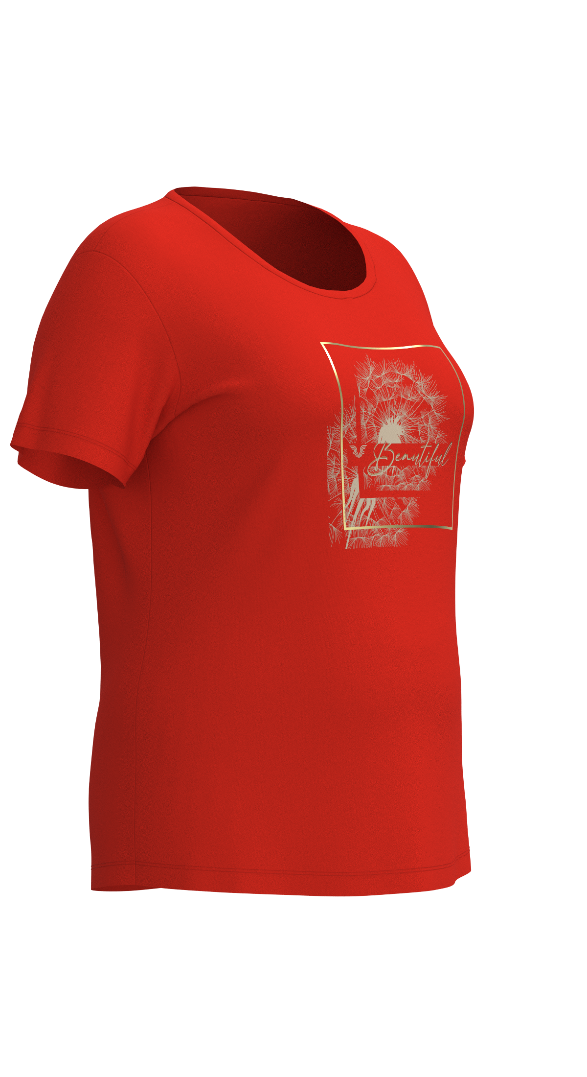 Kadın Kırmızı Büyük Beden Kadın Baskılı Tişört | 4062 - BİLCEE (1)