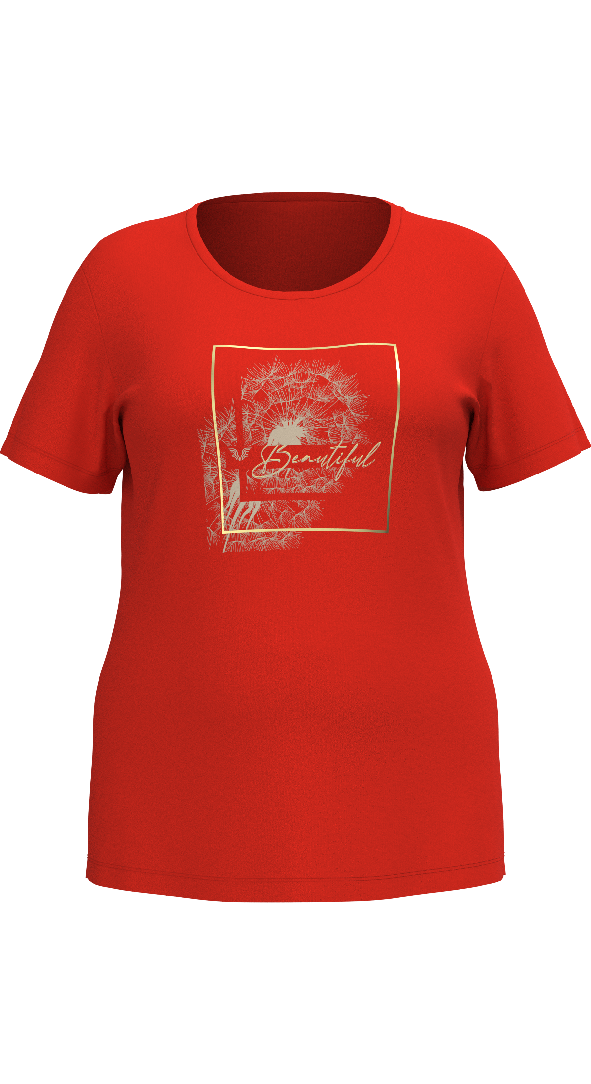 Kadın Kırmızı Büyük Beden Kadın Baskılı Tişört | 4062 - BİLCEE