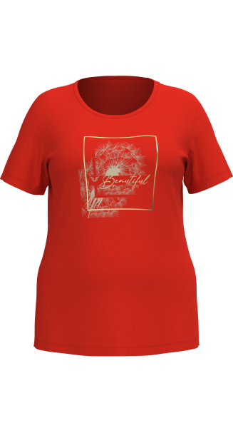 Kadın Kırmızı Büyük Beden Kadın Baskılı Tişört | 4062 