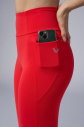 Kadın Kırmızı Yüksek Bel Toparlayıcılı Full Likralı Cepli Sporcu Tayt | 4056 - 6