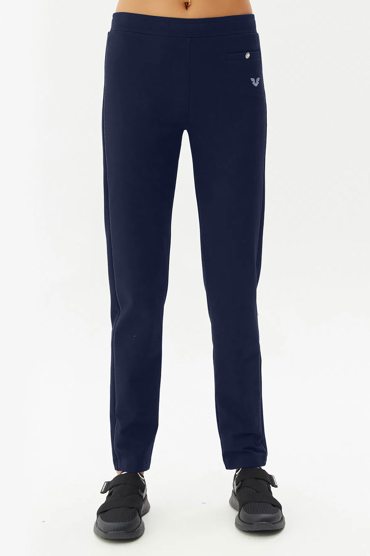 Kadın Koyu Lacivert Düz Paça Örme Eşofman Altı | 2747 - BİLCEE