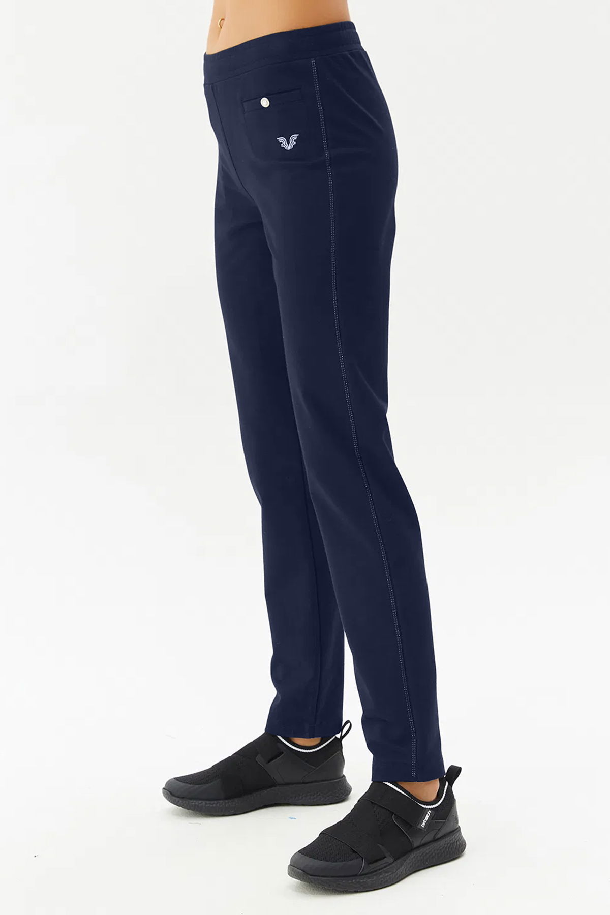 Kadın Koyu Lacivert Düz Paça Örme Eşofman Altı | 2747 - BİLCEE (1)