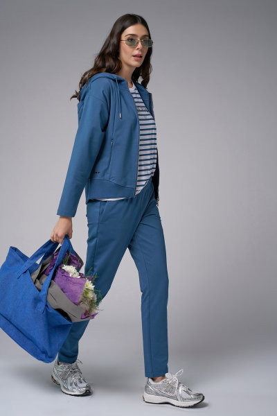 Kadın Koyu Mavi Kapüşonlu 3'lü Eşofman Takımı | 4006 