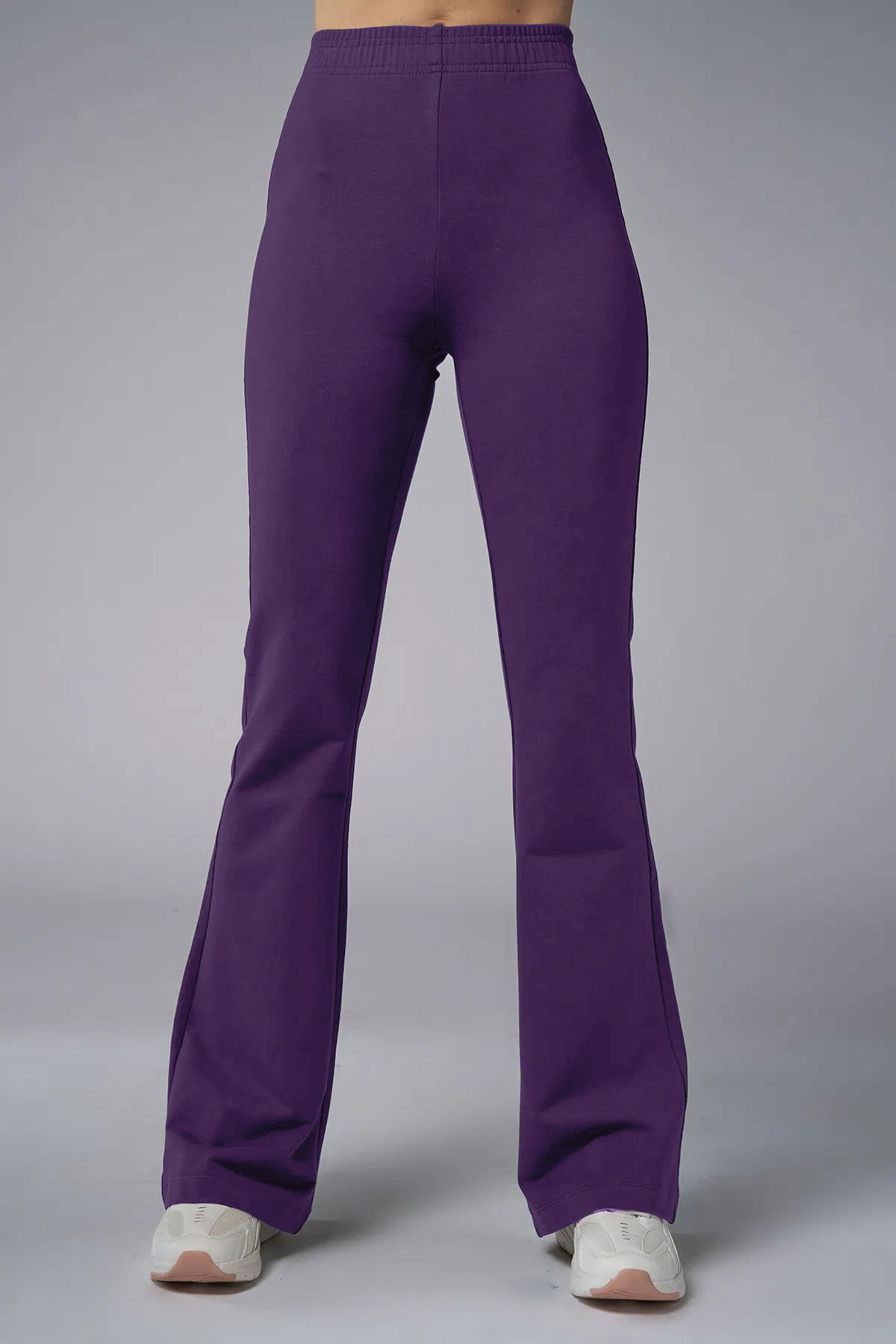 Kadın Koyu Mor Yüksek Bel Flare Pamuklu Pantolon | 9911 - BİLCEE (1)