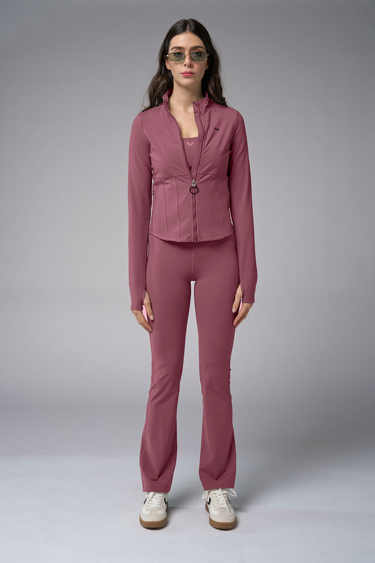 Kadın Koyu Pembe Slim Fit Sporcu Ceketi 4187 - BİLCEE (1)