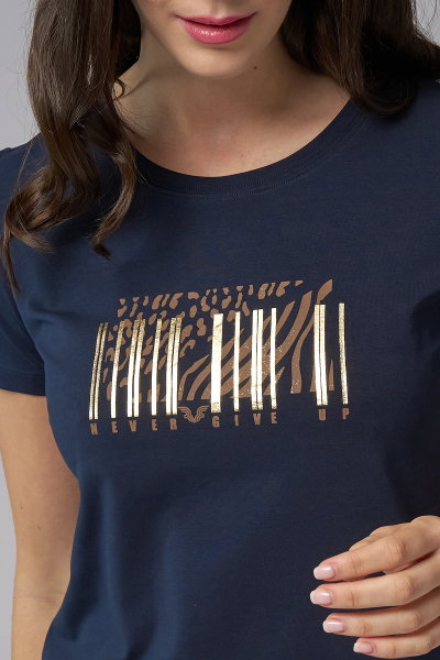 Kadın Lacivert Baskılı Tişört | 4071 