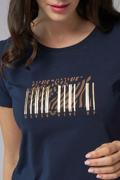 Kadın Lacivert Baskılı Tişört | 4071 