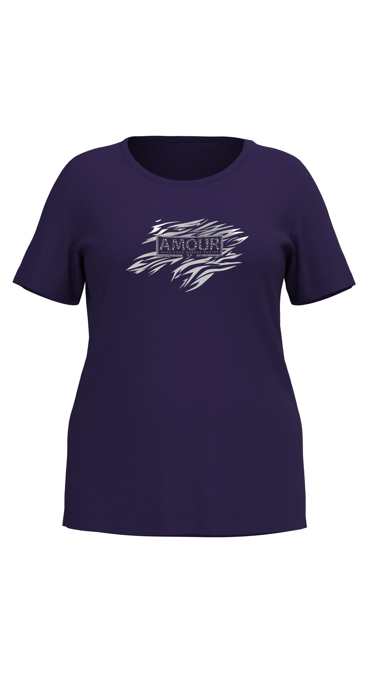 Kadın Lacivert Büyük Beden Kadın Taş Baskılı Tişört | 4067 - BİLCEE