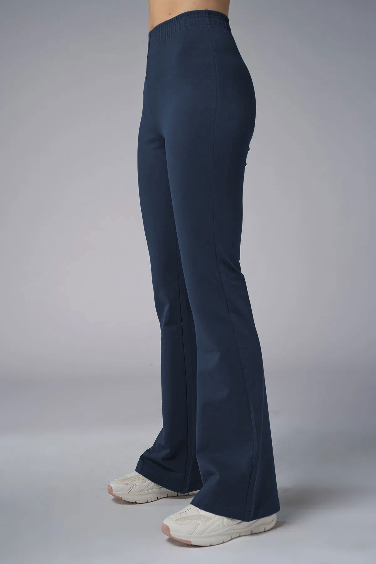 Kadın Lacivert Yüksek Bel Flare Pamuklu Pantolon | 9911 - BİLCEE (1)
