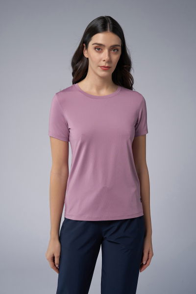 Kadın Lila Basic Fırçalı Yumuşak Kumaşlı Tişört | 3976 
