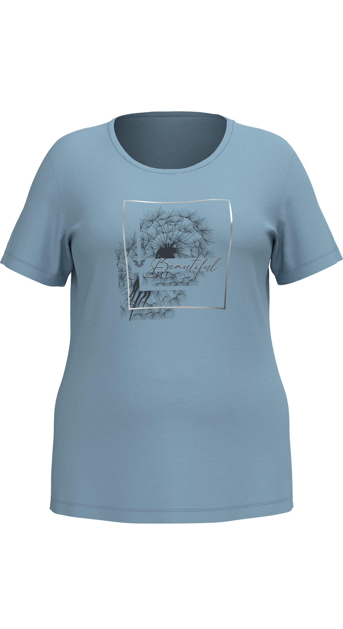 Kadın Mavi Büyük Beden Kadın Baskılı Tişört | 4062 - BİLCEE