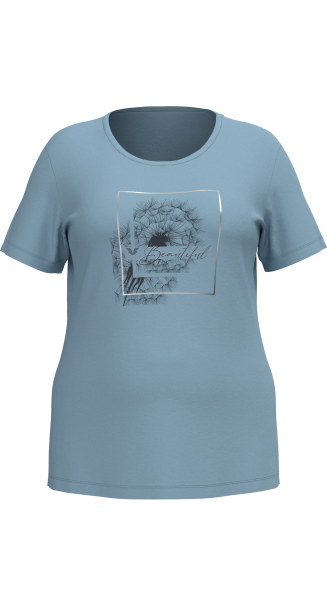 Kadın Mavi Büyük Beden Kadın Baskılı Tişört | 4062 