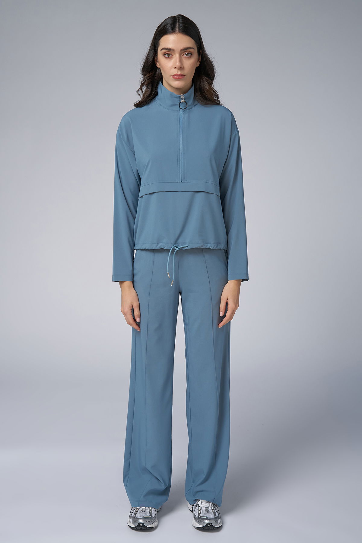 Kadın Mavi Desenli İnce Hafif Fermuarlı Eşofman Takımı | 4016 - BİLCEE