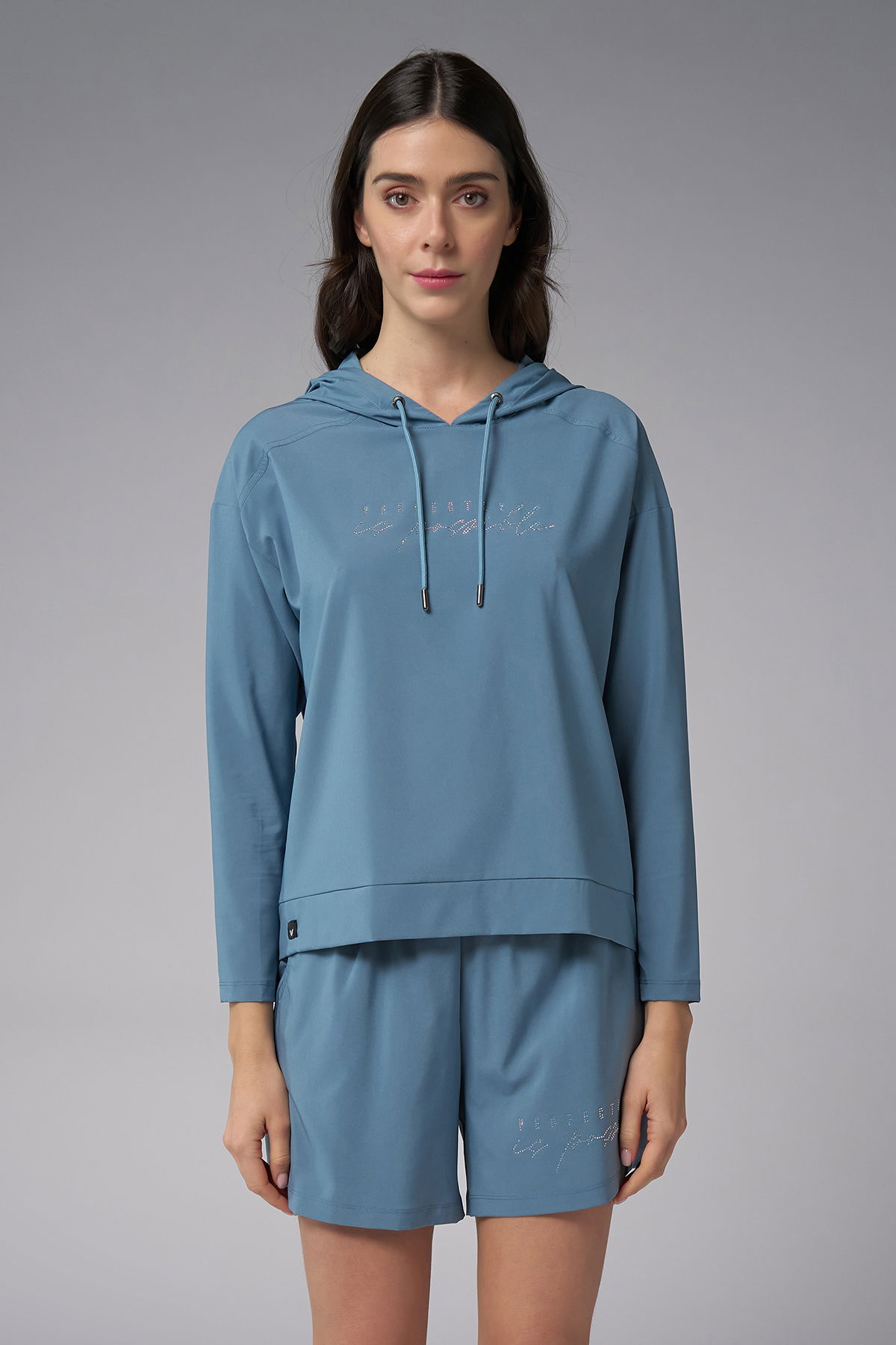 Kadın Mavi İnce Hafif İnce Kumaşlı Sweatshirt | 4168 - BİLCEE