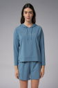 Kadın Mavi İnce Hafif İnce Kumaşlı Sweatshirt | 4168 - 1
